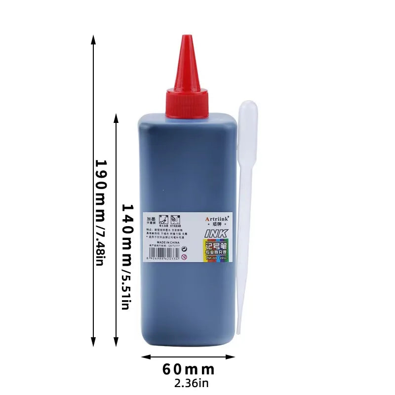 500ml Jumbo Marker Refill Ink – Black/Red/Blue, Oil-Based Waterproof, Large Capacity for Office School Factory Warehouse Marking