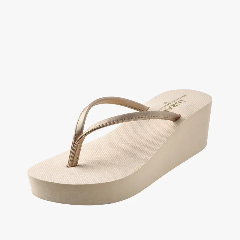 Women's Summer Beach Wedges Flip-Flops Lightweight Clip Toe Platform Sandals Woman High Heeled Outdoor Slides Orthopedic Shoes