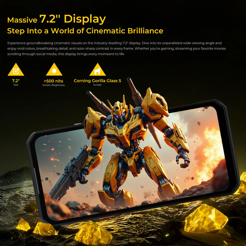OUKITEL WP60 5G Rugged Smartphone Android 15 MTK 7025 7.2Inch HD 120Hz 256GB/512GB ROM Mobile Phone 108MP 10000mAh Cellphone NFC