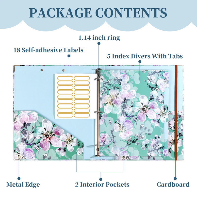 A4 3 Ring Binder Organizer with 5-Tab Dividers and Pockets, Portfolio Binder with Low Profile for Office, School