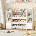 55''Large Toy Storage Organizer with 8 Toy Bins, Toy Organizers and Storage with Shelf and 6 Storage Cubbies, Bookshelf