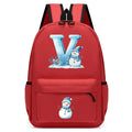 Xmas Snowman Alphabet A-Z Print Backpack for Toddler Girls Boys Schoolbag Holiday Lightweight Kindergarten Kid Daily School Bag