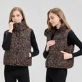 Leopard Women's Autumn Winter Sleeveless Parkas Jacket 2025 Woman Mandarin Collar Cotton Padded Vest Korean Style Waistcoat