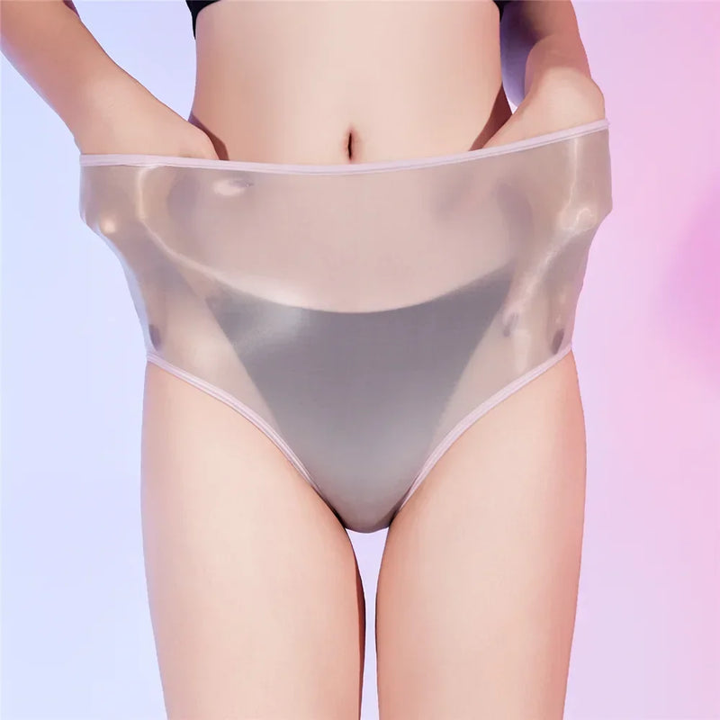 Sexy Unisex Oil Shiny Sheer See Through Boxer High Elastic Safety Short Smooth Bottom Wear Glossy Ultrathin Underwear Slim  Body