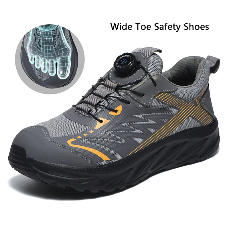 Wide Toe Work Safety Shoes Men Indestructible Steel Toe Shoes Breathable Security Work Sneakers Protective Safety Boots