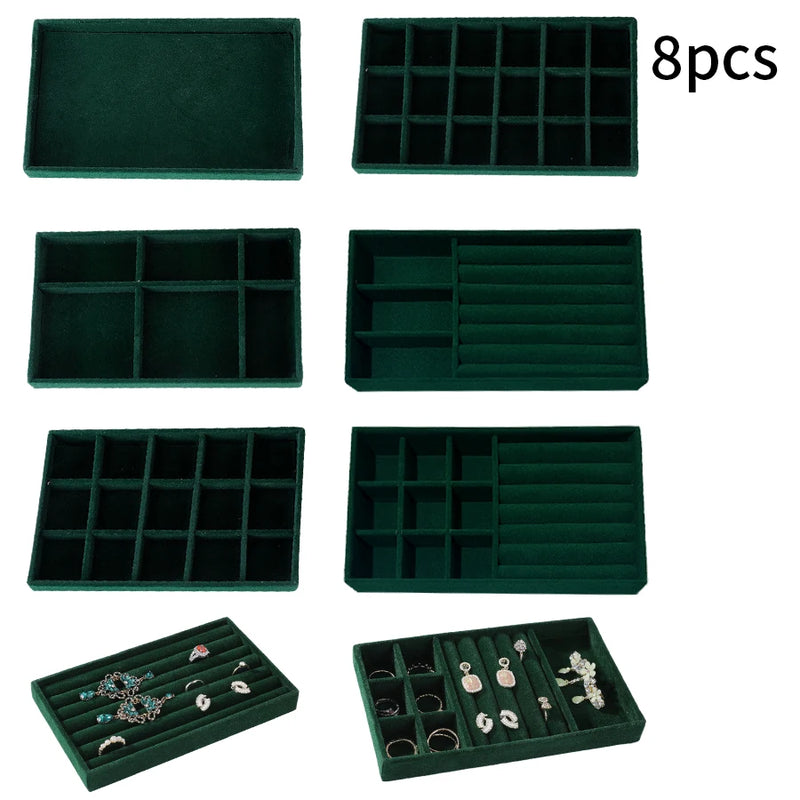 1 Set, (Including 8PCS) Flocking Jewelry Box Jewelry Tray