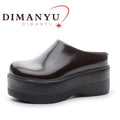 Spring Women's Slippers For Outdoor Wear 2026 New High Heel Princess Women Slippers Platform 9cm Women Slippers Genuine Leather