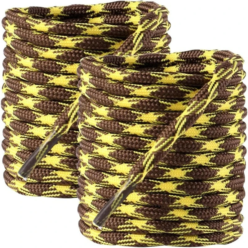 Round Wave Shape Non Slip Heavy Duty and Durable Outdoor Climbing Shoelaces Hiking Shoe Laces Shoestrings 2 Pair