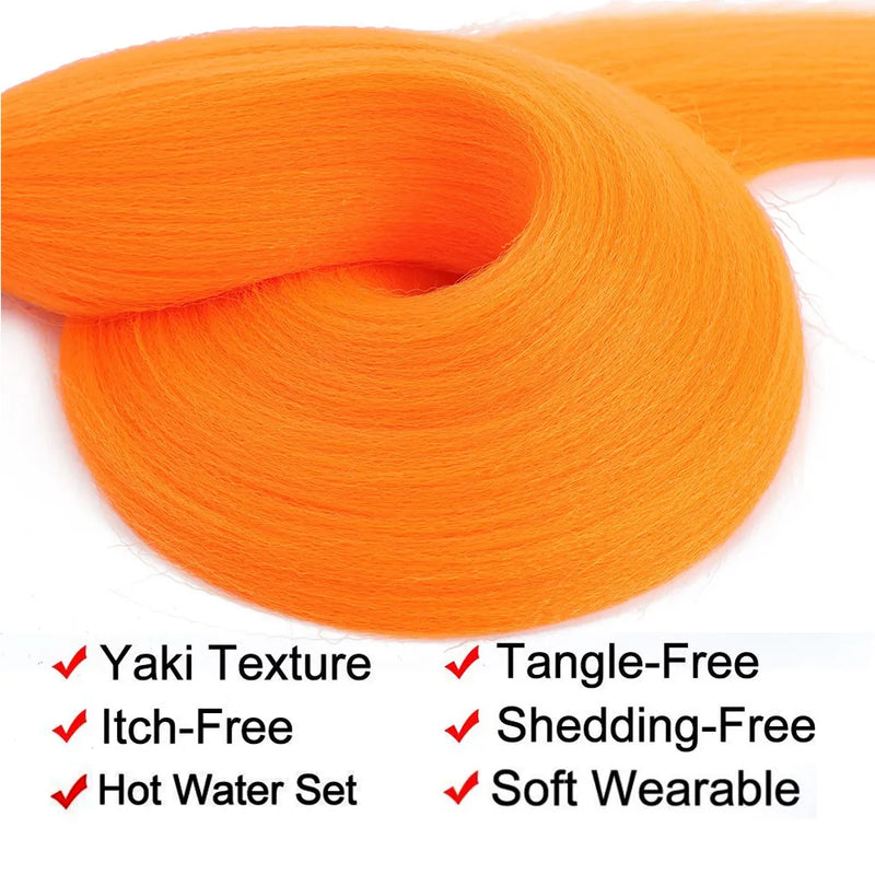 Purple Braiding Hair Extensions Pre Stretched Soft Yaki Synthetic Jumbo Braids DIY Ponytail Braid Pink Grey Orange Red Blue Hair