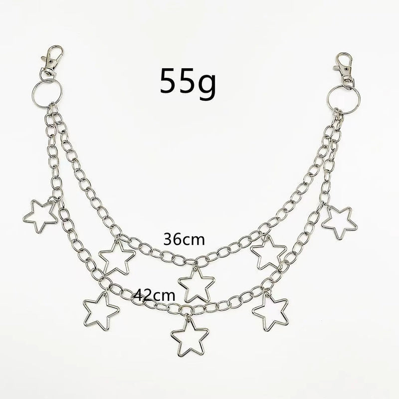 Punk Metal Crescent Geometric Bag Chain Hip Hop Hipster Cool Hundred Pair Pants Chain For Men and Women Rock and roll Accessorie