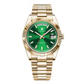 CORGEUT NH36 Mechanical Men's Watch Date of the Week Show President Chain Strap Steel Case Watch Threaded Arc Bezel Waterp