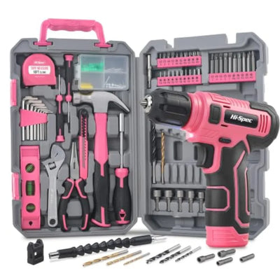 Tool Set with 8V Drill Home DIY Repair and Maintenance, Cordless USB Electric Driver, Hand Kit for Women and Men | SAMAG