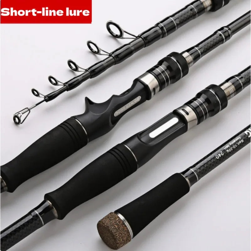 1.8m-3.0m Ultra Light Carbon Fiber Retractable Fishing Rod Portable Spinning Casting Rod Outdoor Trout Fishing Pole
