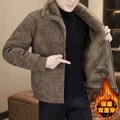 Winter Fleece and Thickened Leather Jacket for Men with A Fur Collar Warm and Casual American High-end Faux Fur One-piece Jacket