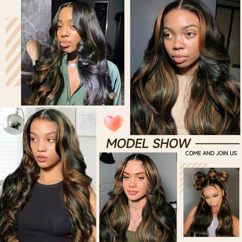 Body Wave HD Lace Front Wigs Human Hair 200 Density FB 30 13x6 HD Transparent Lace Frontal Brazilian Wigs for Women 52 Inch