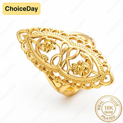 18K Gold Plated #8 Exquisite Openwork Carved Wide Ring for Women, Engagement Party Gift Jewelry | SAMAG
