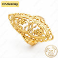 18K Gold Plated #8 Exquisite Openwork Carved Wide Ring for Women, Engagement Party Gift Jewelry
