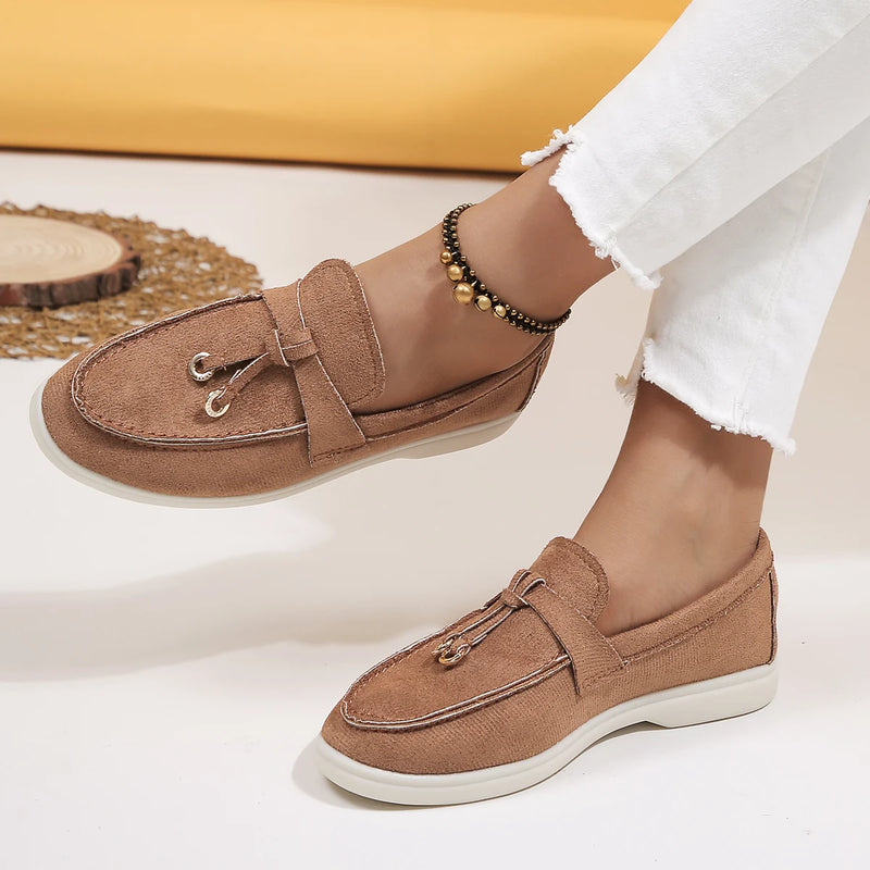 New Lefu Shoes Women's Soft Leather Retro Lazy Man Step on Thick Sole Flat Bottom Comfortable Single Shoe Shoes for Women