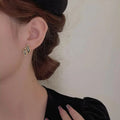Huitan Trendy Delicate Stud Earrings Noble Luxury Elegant Piercing Accessories for Women Modern Bright Daily Versatile Jewelry