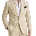Men's 2 Pieces Linen Suits Casual Lightweight Summer Beach Groom Wedding Suit Linen Blazer Pants Set