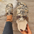Fashion Paisley Print Birken Clogs Woman Winter Warm Plush Footbed Mule Sandals Ladies Brand Design Fluffy Slide Shoes