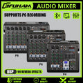 FUHAM 4 Channel Audio Mixer Bluetooth USB DJ Console 48V Phantom Power for Studio Karaoke Streaming