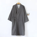 2026 New Men's 100% Cotton Gauze Bath Robes Loose Thin Japanese Kimono Pajamas for Men Casual Lace Up Bathrobes V-Neck Nightgown