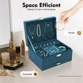 3 - Tier Dark Green Jewelry Box Organizer with 15 Ring Slots 10 Earring Hooks 18 Stud Holes Drawers for - Visuel 3 | SAMAG