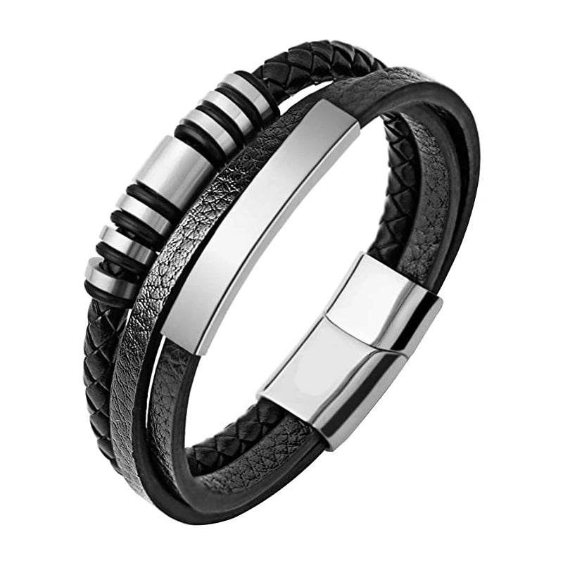 2022New MingAo Stainless Steel Beads Bracelet Fashion Men's Jewelry Classic Multilayer Leather Bracelet Homme Men Boyfriend Gift