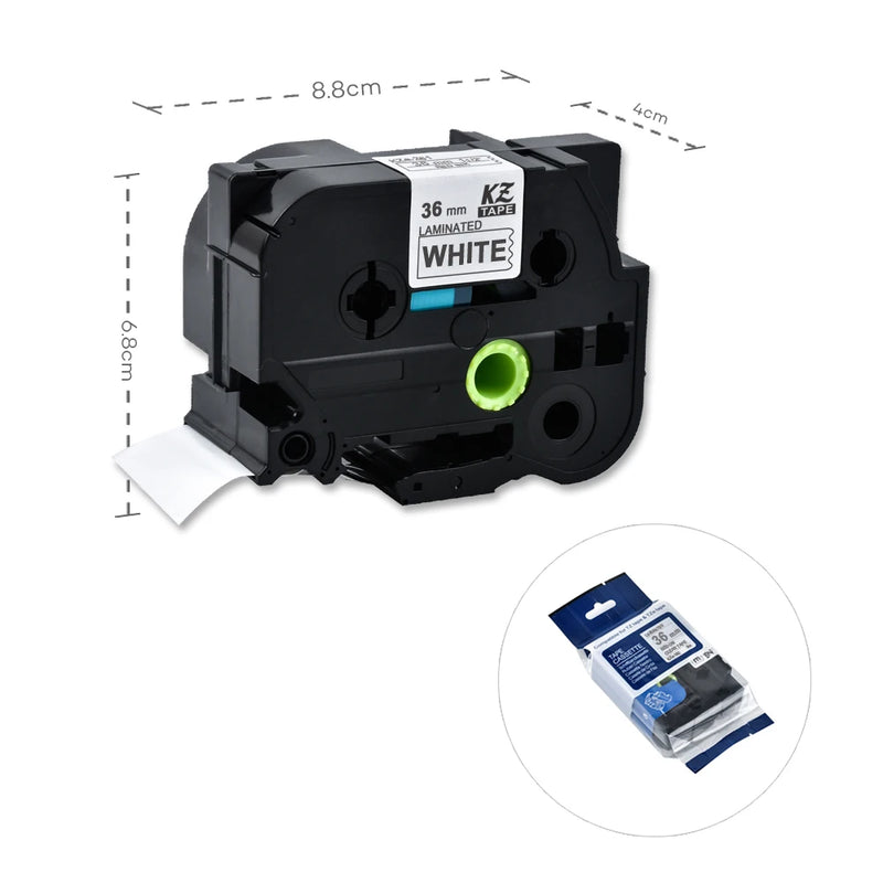 1PCS 36mm black on white tze261 compatible brother p touch printer laminated label tape tze-161 tze661 tz-M961 tze-461