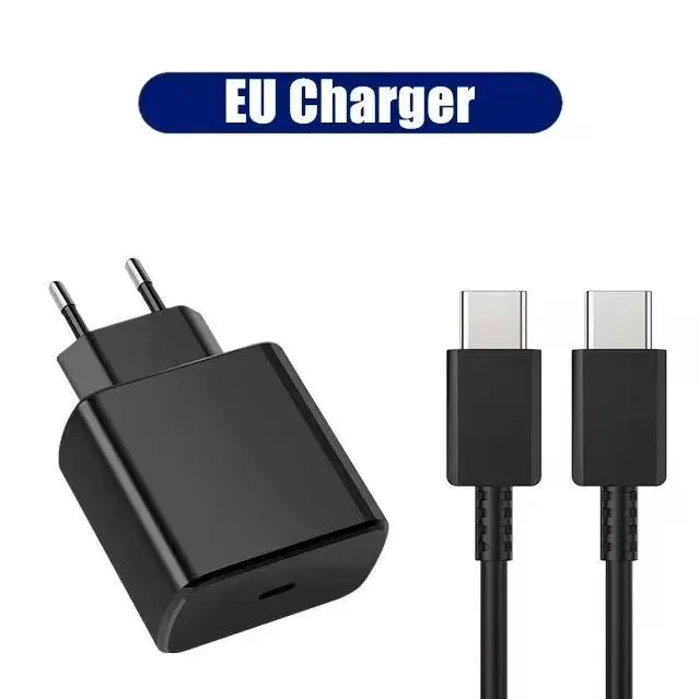 PD 45W 5A Super Fast Charger for Samsung S21 S22 S23 S24 Plus Note20 Ultra A34 A53 A54 A55 A71 A73 USB-C Quick Charging Cable 2m