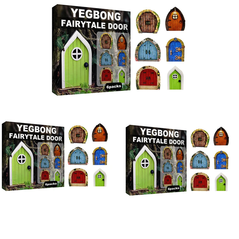 Garden Decor Fairy Door, Yard Tree Decor Wooden Miniature Dwarf Fairy Door Cute Outdoor Landscape Ornament Home Garden Art