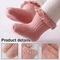 4 Pairs Princess Socks Set,Soft,Non-Slip Lace Ruffled & Plain Colors for Baby Toddlers 0-3 Years,Cute birthday Gift
