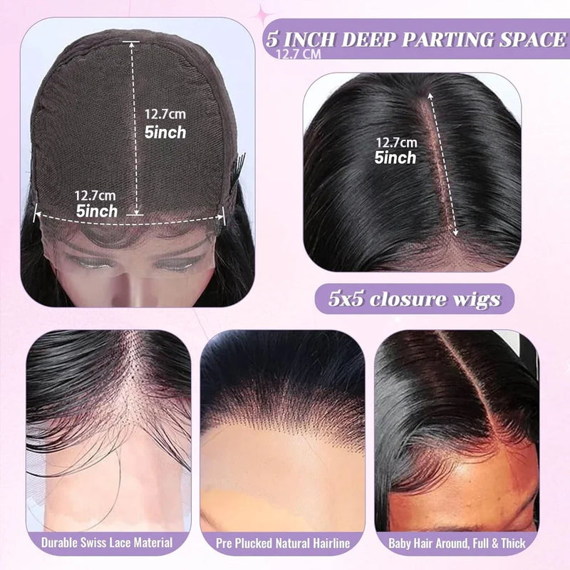 13x4 Lace Front Wigs Human Hair Body Wave Transparent Lace Front Wigs 250% Density Natural Black Color Human Hair Pre Plucked With Baby Hair For Women Natural Looking 34 Inch