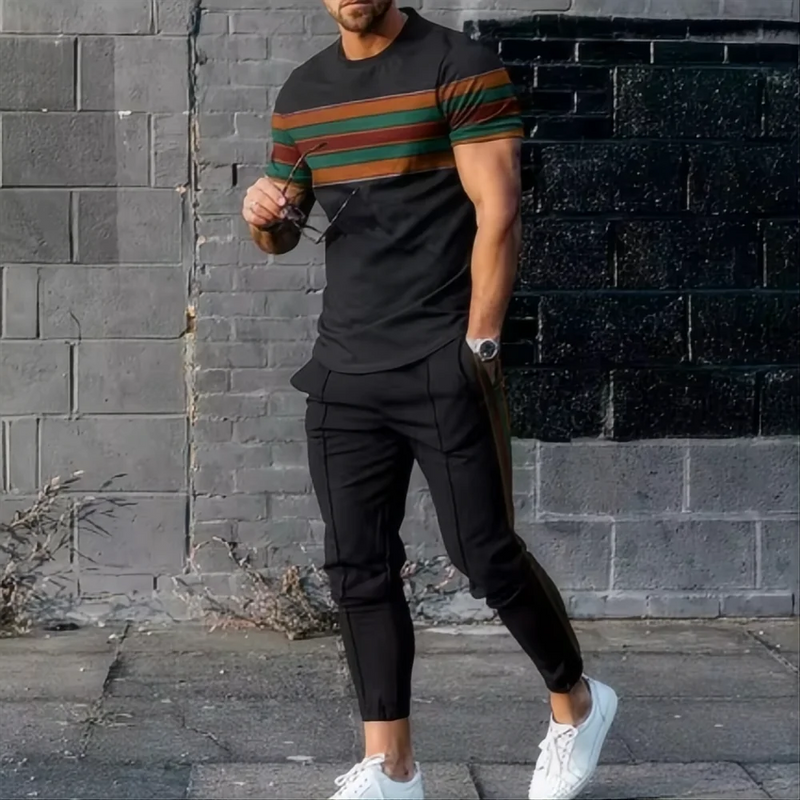 New men's basketball sports suit jogging set 3D printed Qeen summer retro casual short sleeved T - View 6 | SAMAG
