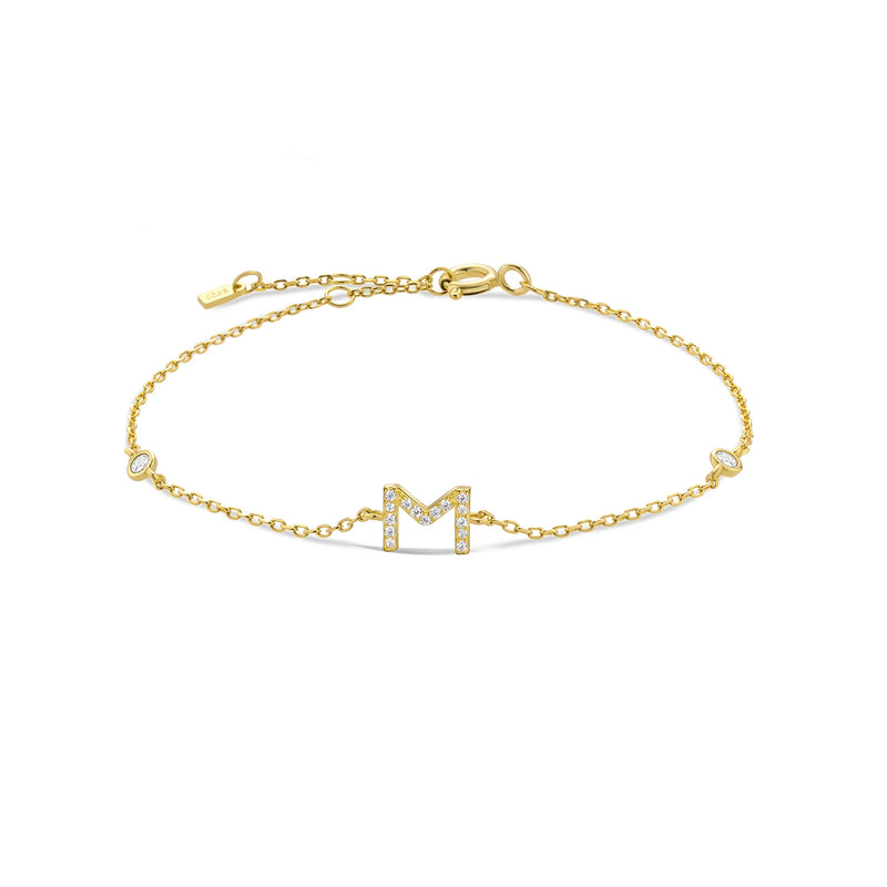 ANDYWEN 925 Sterling Silver Initial 26 Letters Alphabet Monogram Gold Name Bracelet Crystal CZ Zircon 2021 Fashionable Jewelry