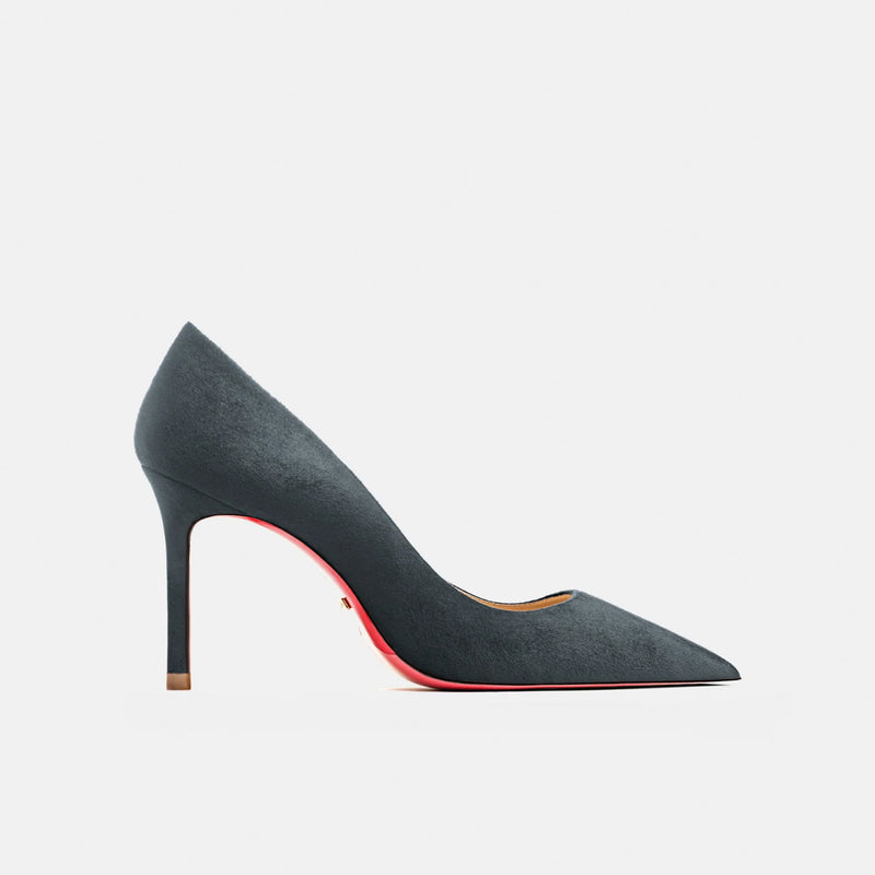 luxury women's shoes Black Suede Elegant Office Shoes Women Brand Pumps Red sole High Heels Pointed Toe Evening Dress Shoes 12cm