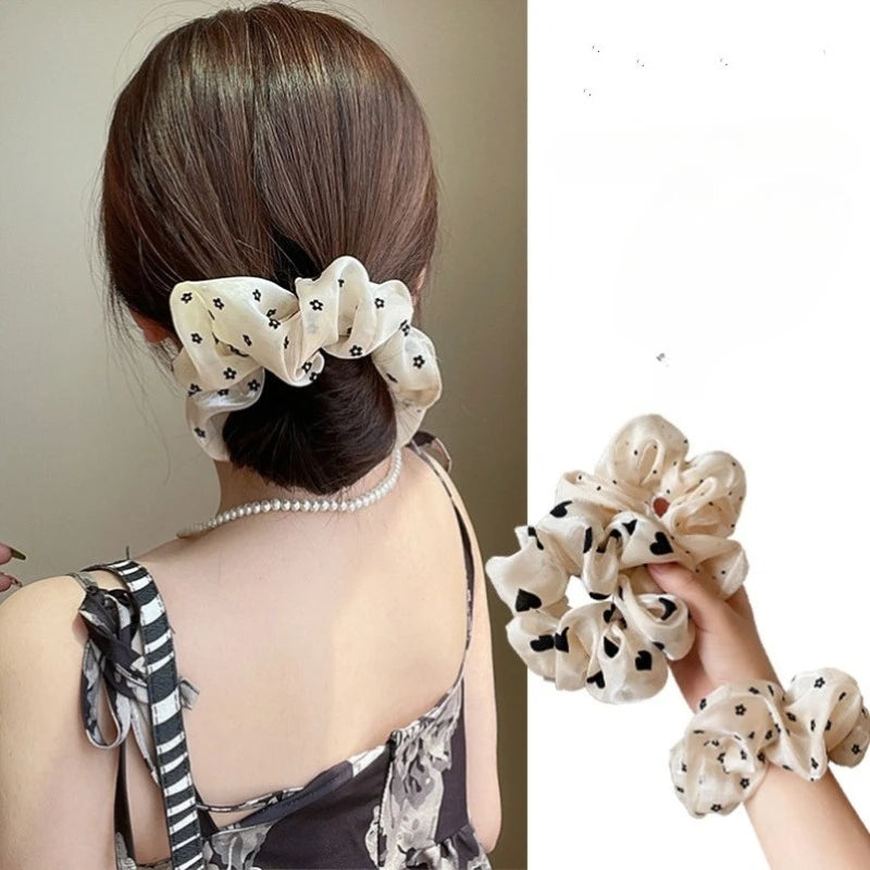 1/3 Pcs Minimalist Sweet Fabric Hair Ties for Women Floral Polka Dot Printed Hair Scrunchies Elastic Accessories Wholesale