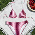 Stripe Print Bikini Triangle Cup Strap Sexy Backless | SAMAG