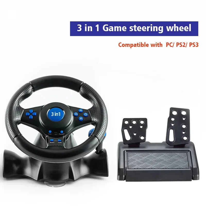 DATA FROG Racing Steering Wheel Vibration Controller Sim Racing Wheel with Pedals for PC Gaming Console Universal Gamepad