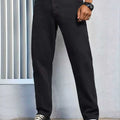 Men's Casual Solid Black Regular fit Jeans | SAMAG
