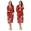 Linccure Women's Crane Print Satin Kimono Robe Silky Half | SAMAG