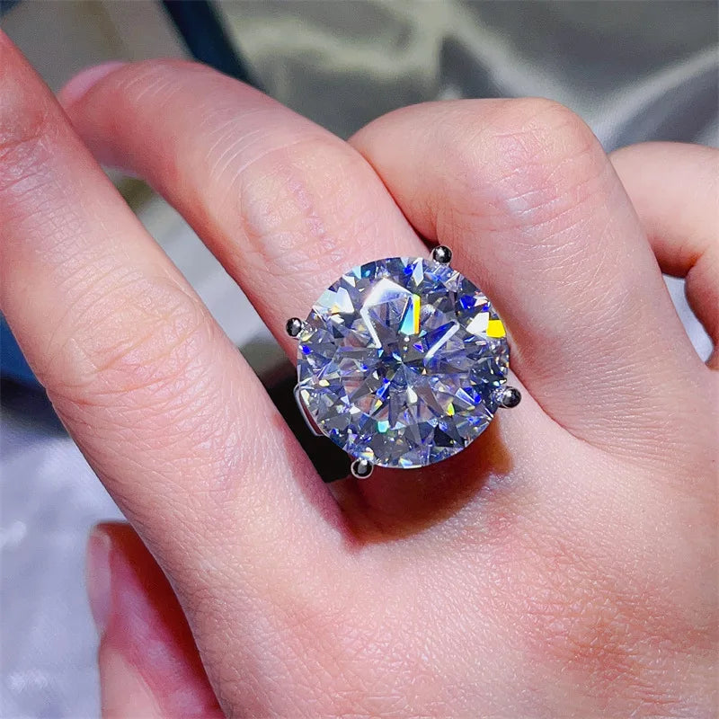 Fashion Moissanite PT950 Platinum 20 Carat Luxury Four - Claw Ring for Women, noble and gorgeous jewelry - Visuel 4 | SAMAG