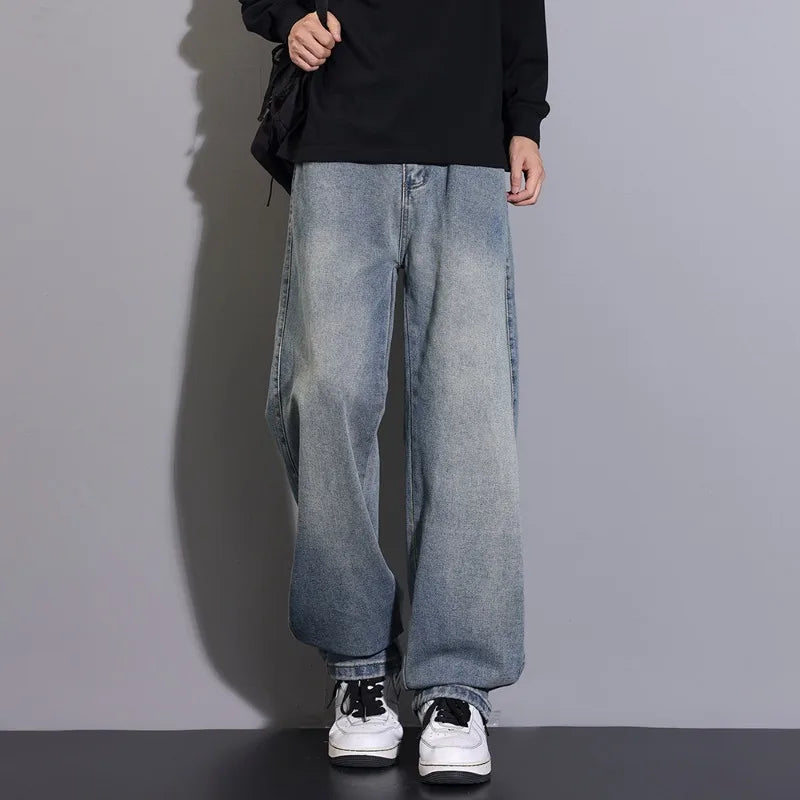OIQERE Four Seasons New Men's Loose Straight Leg Jeans | SAMAG