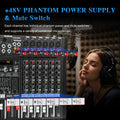 Fuluode 6/8/12/16 Channel Mixing Console Audio Mixer Mono 99 Digital Effect USB Sound Card dj Karaoke Mixer Bluetooth 48V 2 AUX