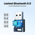 USB Bluetooth Adapter, Bluetooth 6.0 Dongle for PC Windows 11/10/8.1, Bluetooth Receiver & Transmitter for Keyboard/Mouse