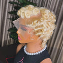 613 Blonde Pixie Cut Short Bob Loose Wave Human Hair Wigs | SAMAG