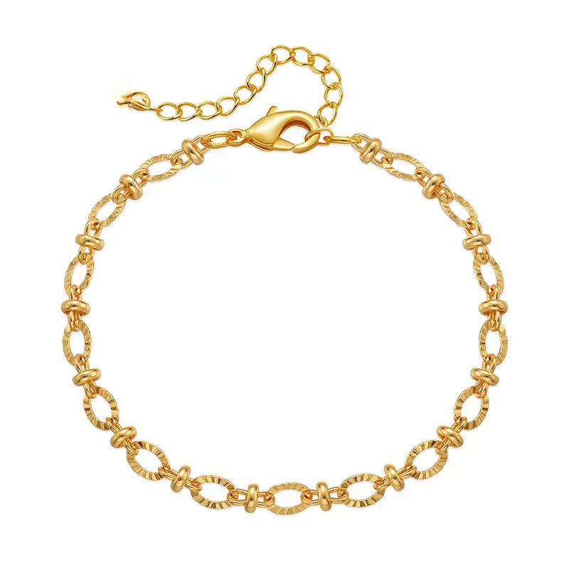 Hot luxury 18k Gold Filled creative Chain Bracelets for Women fashion Wedding accessories Party Gifts designer jewelry 18+4cm