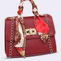 Women Girls Fashion Simplicity Solid Color Handbag Niche Design Silk Scarf Mini Chain Single Shoulder Crossbody Bag Bandolera