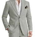 Men's 2 Pieces Linen Suits Casual Lightweight Summer Beach Groom Wedding Suit Linen Blazer Pants Set